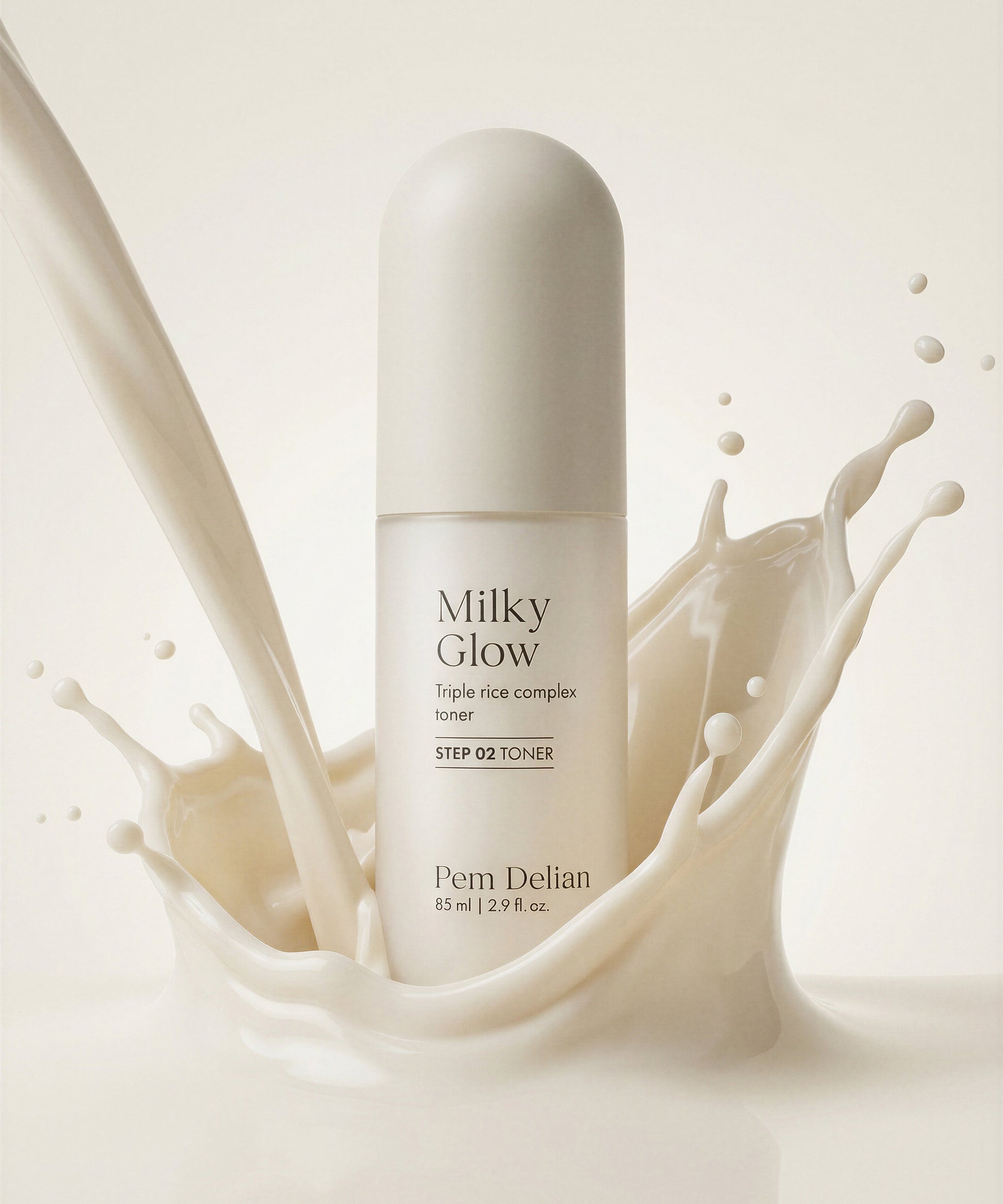 Pem Delian Milky Glow toner tejjel leöntve fehér háttérrel