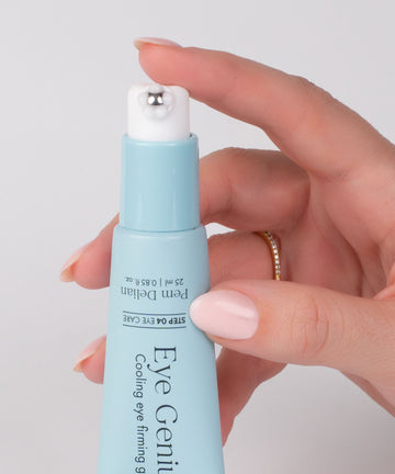 Pem Delian Eye Genius hűsítő szemkörnyékfeszesítő gél kupak nélkül kézben kinyomva