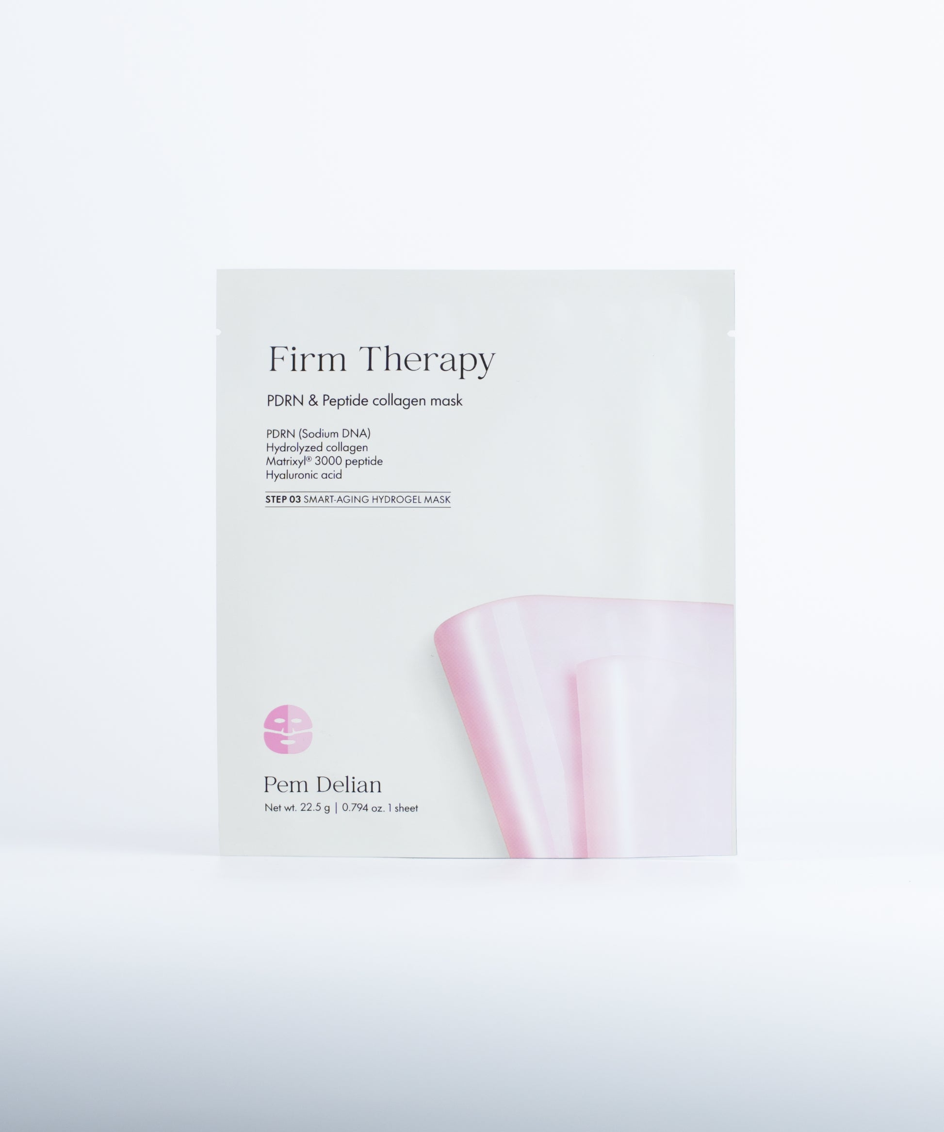Pem Delian Firm Therapy arcmaszk szürke háttér előtt