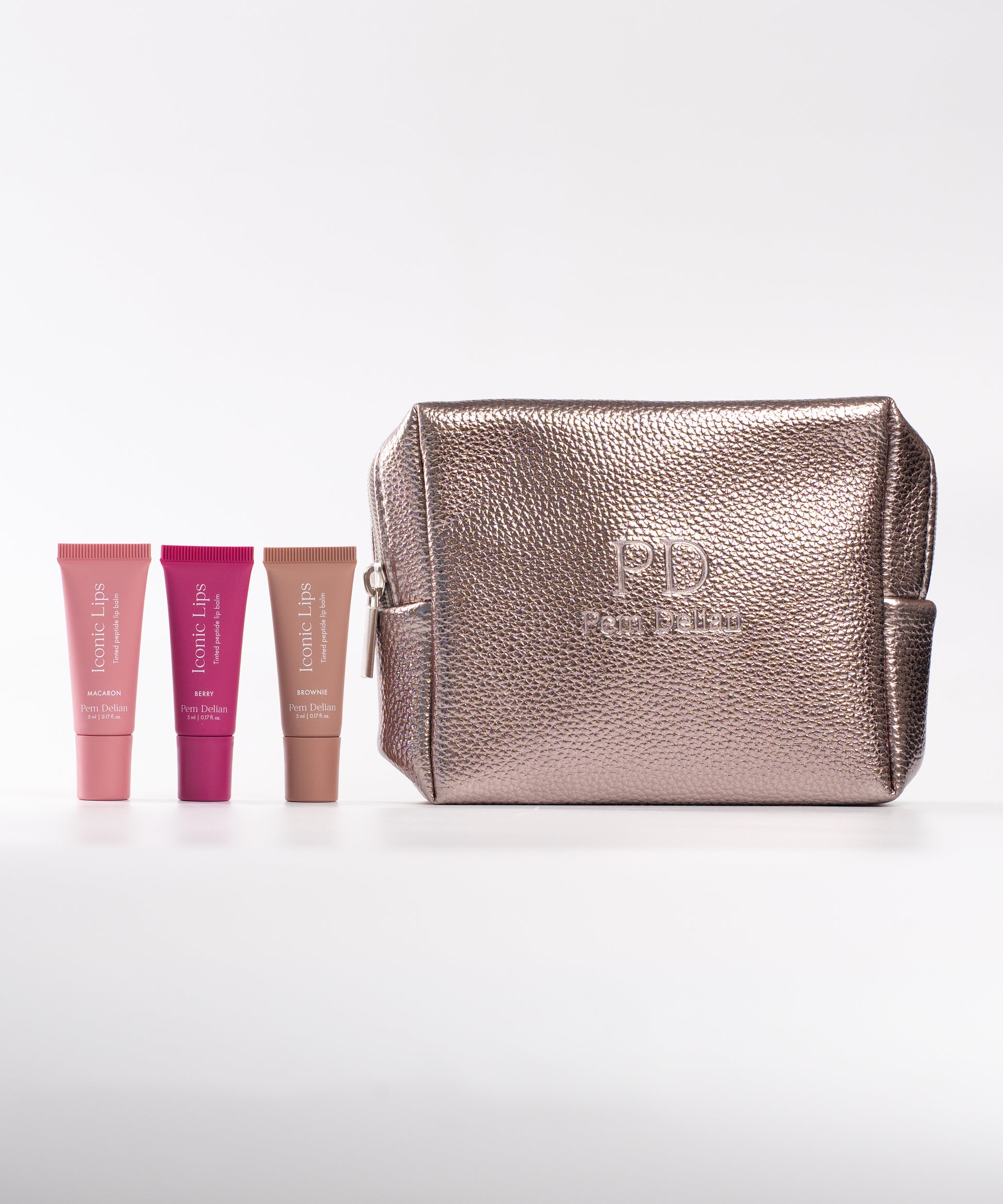 Pem Delian mauve kit ajakápoló szett ezüst neszesszerrel, berry, brownie, macaron mini ajakápolókkal