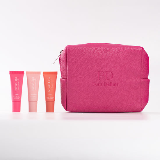 Pem Delian Rose kit magenta neszesszerrel, coral, blush pink és candy árnyalatú mini ajakápolókkal