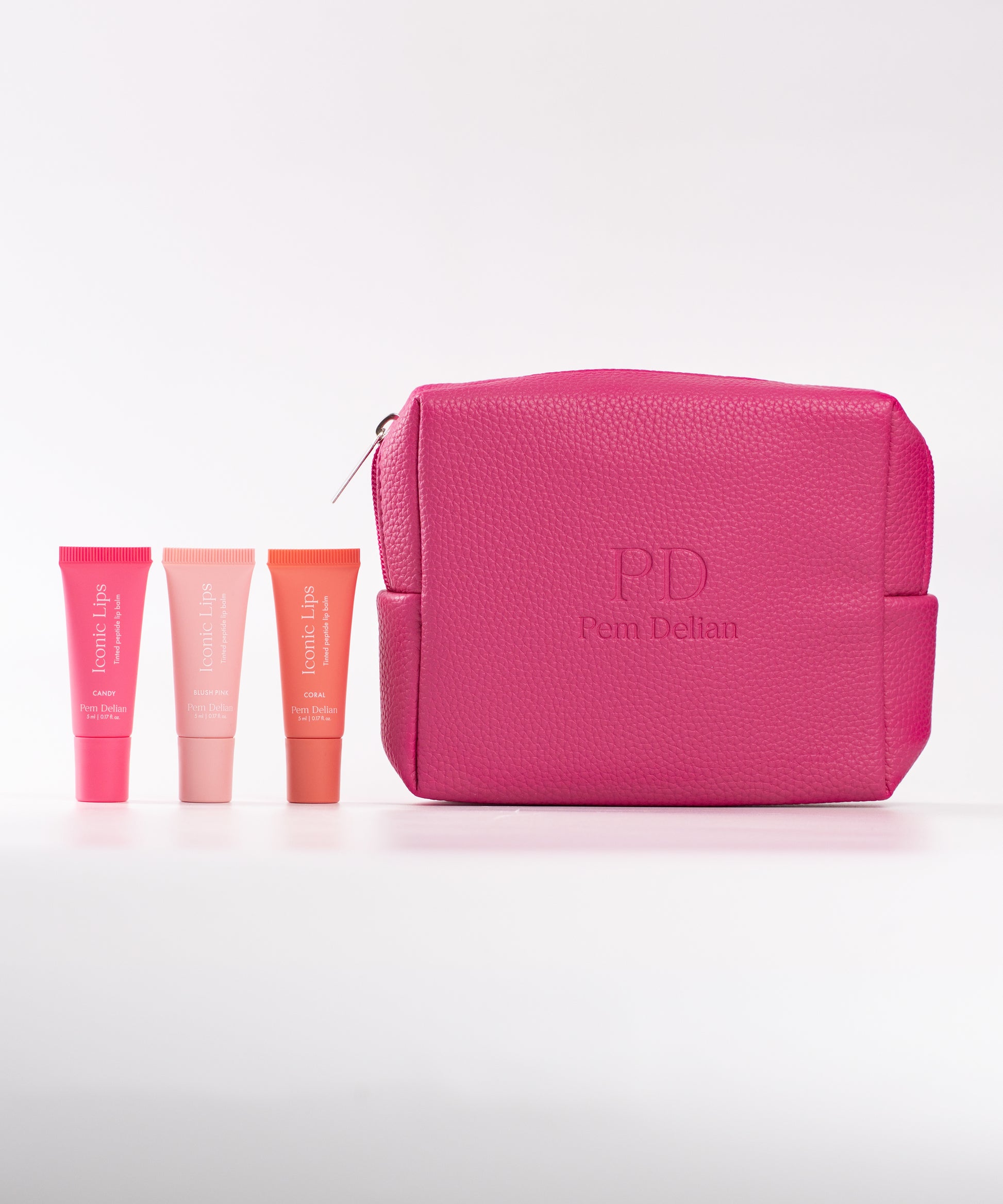 Pem Delian Rose kit magenta neszesszerrel, coral, blush pink és candy árnyalatú mini ajakápolókkal