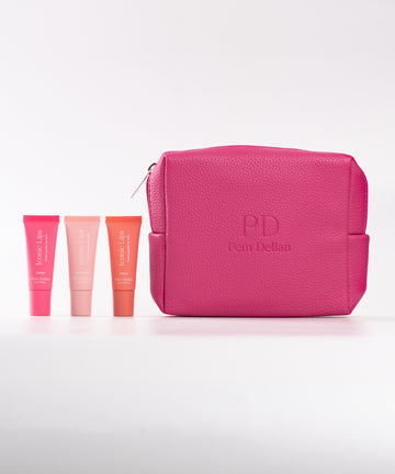 Pem Delian Rose kit magenta neszesszerrel, coral, blush pink és candy árnyalatú mini ajakápolókkal