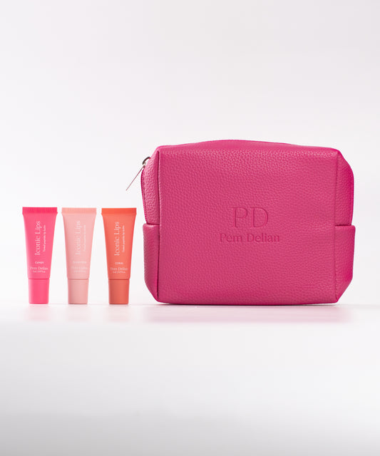 Pem Delian Rose kit magenta neszesszerrel, coral, blush pink és candy árnyalatú mini ajakápolókkal