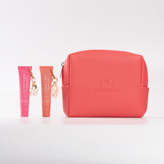 Pem Delian Summer Lip tint csomag: korall neszesszer, Candy & Coral Lips charmmal