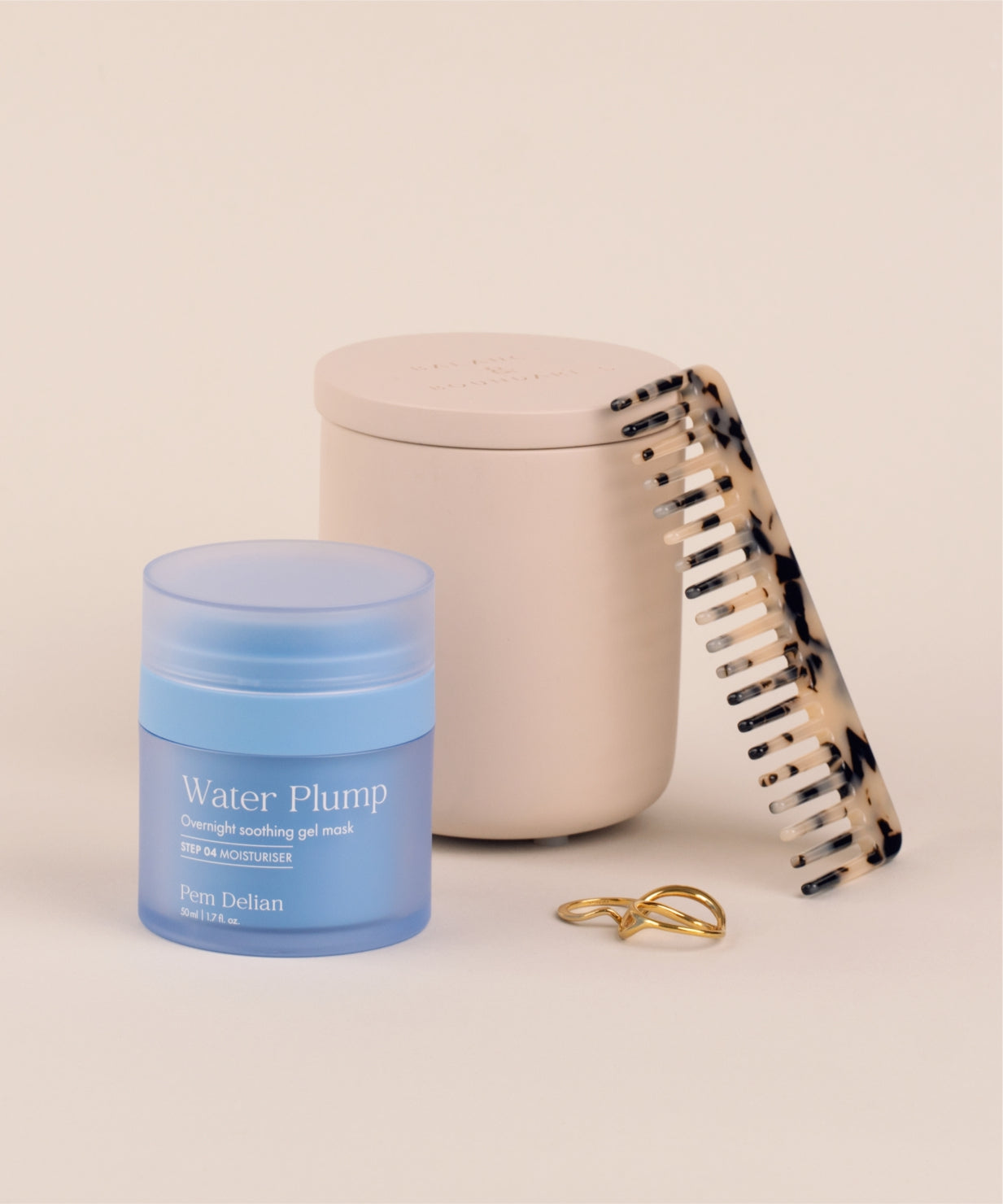 Pem Delian Water Plump kollagénnel dúsított gélmaszk, gyertyával, arany gyűrűvel, fésűvel
